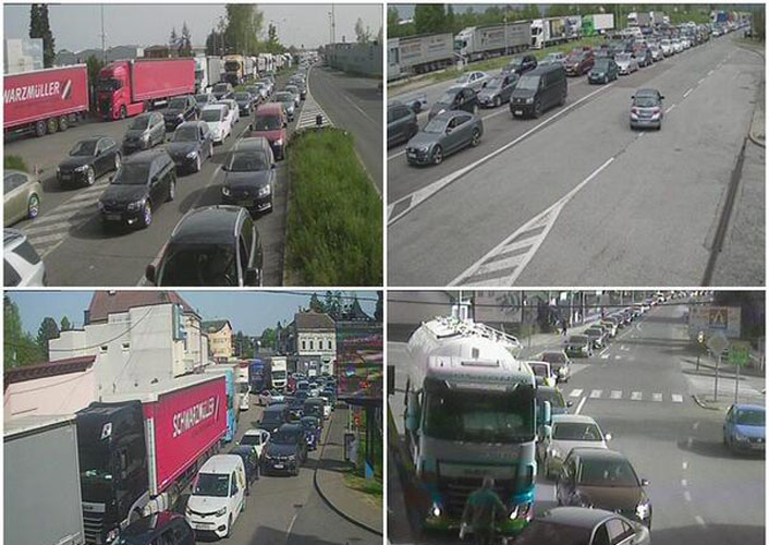 na svim granicnim prelazima od orasja do izacica formirane su duge kolone na izlazu iz bih